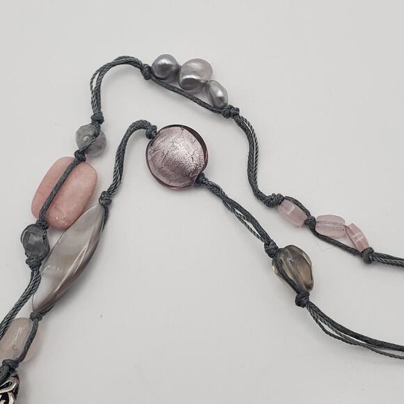 Silpada Sterling Silver Pearl Pink Soapstone 40" Long Necklace N2191 - Picture 6 of 8